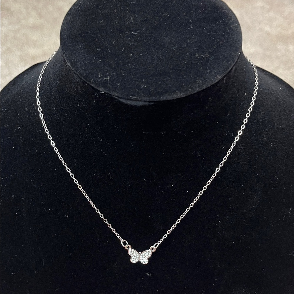 Elegant Silver Butterfly Pendant Necklace